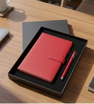 Özel Kutulu Kırmızı Orta Boy Defter Kalem Seti