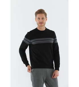 Maraton Regular Erkek Bisiklet Yaka Siyah Sweatshirt