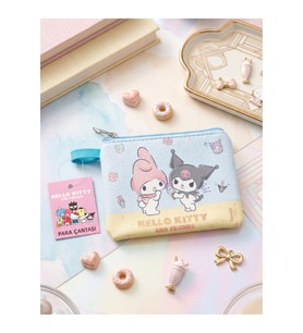 Kuromi & Hello Kitty Lisanslı Deri Para Çantası Cüzdan 10,5x8,5 cm