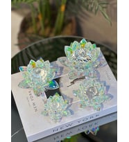 Kristal Nilüfer Çiçeği Obje & Mumluk - Lüks Cam Lotus Sehpa Ve Konsol Dekoru (15 cm / 10 cm / 8 cm / 6 cm)