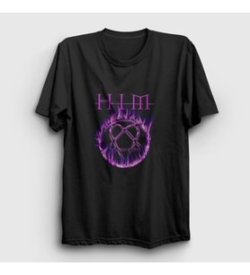 Presmono Unisex Siyah Flames Logo Him T-Shirt 80483tt