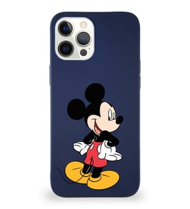 Apple iPhone 12 Pro Max Soft Premier Kapak Mickey Mouse-D Tasarımlı Silikon Kılıf - Lacivert (Şeffaf)