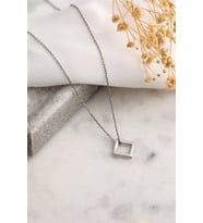 925 Ayar Gümüş Kare Kolye - Silver
