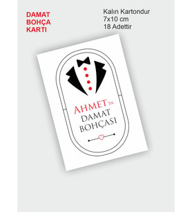 Damat Bohçası Kartları, Damat Çeyiz Bohça Kartı, Bohça Kartı 18 Adet 7x10 Cm Karton