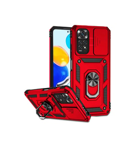 Xiaomi Redmi Note 11 Pro Kılıf Pars Lens Yüzüklü Silikon - Kırmızı