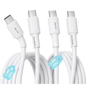 2 Adet x 180cm (6ft) Type C-C Kablo Seti, Kaymaz Tutamaç, 60Watt PD Hızlı Şarj, iPhone 15/16/17 ve Android İçin, Beyaz, Coral (2 Ad x 1.8Mt Beyaz)