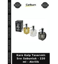 Özel Üretim Şık Banyo Aksesuarı Modern Kare Kalp Tasarımlı Sıvı Sabunluk - 220 ml - Akrilik