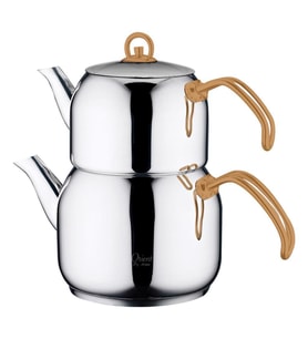 Aryıldız 10002 Orient Çelik Sap Bronz Çaydanlık Takımı
