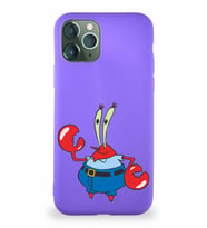 Apple iPhone 11 Pro Soft Premier Kapak Bay Yengeç Tasarımlı Silikon Kılıf - Mor (Şeffaf)