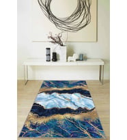 Mavi Mermer Görünümlü Kaymaz Tabanlı Dekoratif Halı RV114 - 100 x 160 cm