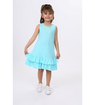 Toontoy Kız Çocuk Baskılı Elbise (Su Yeşili)