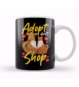 Cute Cat & Dog Adopt Don t Shop Kupa Bardak Porselen