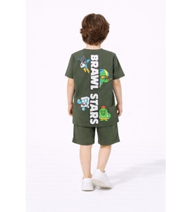 Cg Kids Brawl Stars Erkek Çocuk Tshirt & Şort Alt Üst Takım Sırt Baskı Detay (Yeşil)