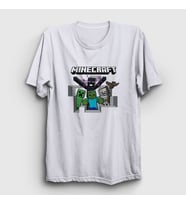 Presmono Unisex Beyaz Squad Oyun Minecraft T-Shirt 369580tt