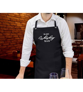 BK Gift Kişiye Özel İsimli Bar Tasarımlı Profesyonel Siyah Mutfak Önlüğü, Aşçı Önlüğü, Şef Önlüğü, Arkadaşa Hediye-5
