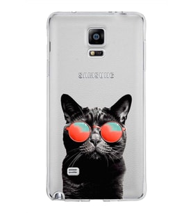 PrintiFy Samsung Galaxy Note 4 ile Uyumlu 1mm Slim Fit Kedi 3 050d Baskılı Şeffaf  Kılıf