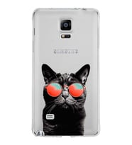 PrintiFy Samsung Galaxy Note 4 ile Uyumlu 1mm Slim Fit Kedi 3 050d Baskılı Şeffaf  Kılıf