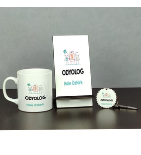 Odyolog Üçlü Set (Kupa + Telefon Standı + Anahtarlık)
