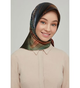 Armine Nostalji Serisi Twill İpek Eşarp 8602D-04 (Acı Kahve)