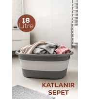 Porsima L-00959-2 Akordiyon Katlanır Sepet Katlanabilir Çamaşır Sepeti Orta Boy Katlanır Çamaşır Sepeti 18LT