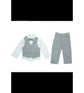 Erkek Bebek 4'lü Takım Set (Pantolon+Gömlek+Yelek+Papyon) 12389 MODANINO (Gri)