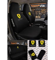 Ferrari Logolu Oto Koltuk Kılıfı Ön Arka Set – Penye Likralı Universal Koltuk Koruyucu Servis Kılıfı
