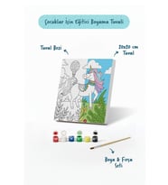 Unicorn & Doğa Temalı Çocuk Boyama Tuvali – Şövalesiz Boya Seti 20x20