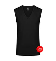 Erkek Modal Derin V Yaka Kolsuz Tshirt 3'lü Paket - Siyah