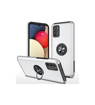 Samsung Galaxy A02S Kılıf Elit Yüzüklü Kapak - Gümüş