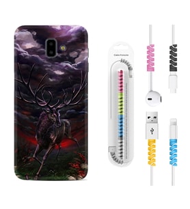 Samsung J6 Plus J7 Prime J7 Pro M20 Kılıf Kablo Koruma Spiral Silikon Dark Deer 1786