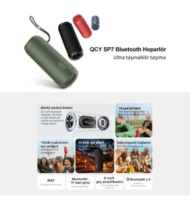 Lexroo SP7 40W Taşınabilir Bluetooth Hoparlör 14 Saat Dinleme RGB Işık IPX7 TF Kart (Kırmızı)