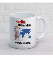 KİŞİYE ÖZEL HARİTA MÜHENDİSİ MESLEK KUPA BARDAK