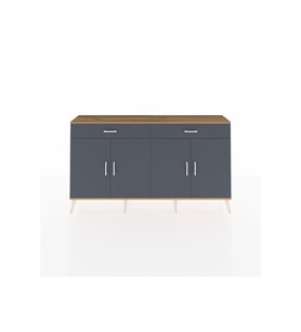 Arges Konsol 4 Raflı 2 Çekmeceli 4 Kapaklı 176x30x99 Çam-Antrasit