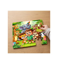 Mutlu Çocuk ve Sevimli Arkadaşları Tasarımlı 24 Parça Ahşap Çocuk Puzzle MPK0608