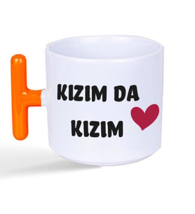Kızım Da Kızım Baskılı Kadınlar Günü Turuncu Kulplu T Kupa