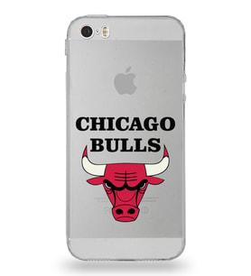 Apple iPhone 5S Uyumlu Kamera Korumalı Tıpalı Kapak Chicago Bulls Tasarımlı Şeffaf Kılıf