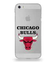 Apple iPhone 5S Uyumlu Kamera Korumalı Tıpalı Kapak Chicago Bulls Tasarımlı Şeffaf Kılıf