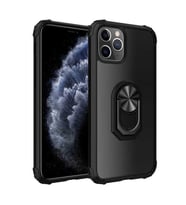 Uyumlu Model Apple iPhone 11 Pro Max Kılıf Şeffaf Sararmaz Yüzüklü Mola Kapak (Siyah)