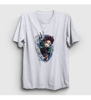 Presmono Unisex Beyaz Tanjiro Kamado Anime Demon Slayer Kimetsu No Yaiba T-Shirt 307853tt