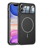 ?Phone 11 ile Uyumlu 17 G�r�n�ml� Magsafe Destekli Kablosuz ?arj �zellikli Kamera Lens Korumal? ??k Metal G�r�n�ml� Telefon K?l?f?