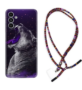 Samsung A23 A31 A32 A50 A51 A52 A53 A70 Kılıf Boyun Asklı Rasta Silikon Purple Leopar 1750