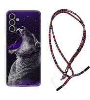 Samsung A23 A31 A32 A50 A51 A52 A53 A70 Kılıf Boyun Asklı Rasta Silikon Purple Leopar 1750