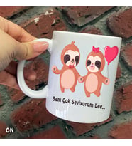 Size Özel Seni Çok Seviyorum Bee Seramik Baskılı Kupa Bardaklar