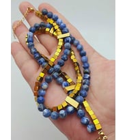 Sodalit & Hematit Taşı 6mm Tasarım Kolye (56108)