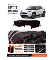 TOYOTA YARİS CROSS (2022-2025) Uyumlu Torpido Örtüsü Torpido Kılıfı - Siyah Kırmızı