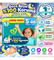 Aktif Bebek Süper Paket Bebek Bezi 5 Beden 46 Adet