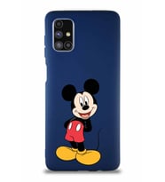Samsung Galaxy M51 Soft Premier Kapak Mickey Mouse-B Tasarımlı Silikon Kılıf - Lacivert (Şeffaf)