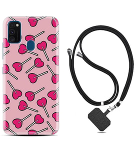 Samsung M21 M22 M23 M30 M31S M32 Kılıf Boyun Askılı Silikon Heart Lollipop 1414