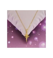 Unisex Zirkon Taşlı Kutup Yıldızı Çelik Kolye (Altın)