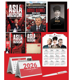 Asla Vazgeçme - Ayraç - Kartpostal - Poster - Böyle Gitmez -  2026 Ajanda Kalpaklı - Ata Ahşap Duvar Takvimi - Masa Takvimi